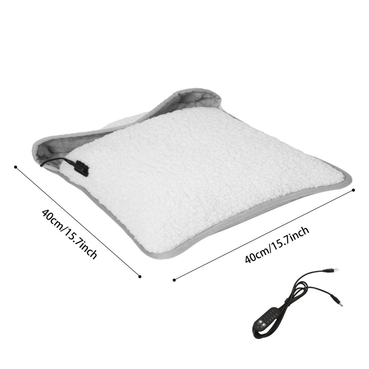 USB Heated Foot Warmer Sheep Fleece Foot Warmer Rabbit Fleece Foot Warmer Sofa - White - Size 40cm
