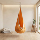 hanging hammock chair, indoor hammock chair, outdoor hammock chair, inflatable pillow, pocket, relaxation, playtime, Christmas gift, Halloween gift, lounge chair - Yellow - Size 160-70cm
