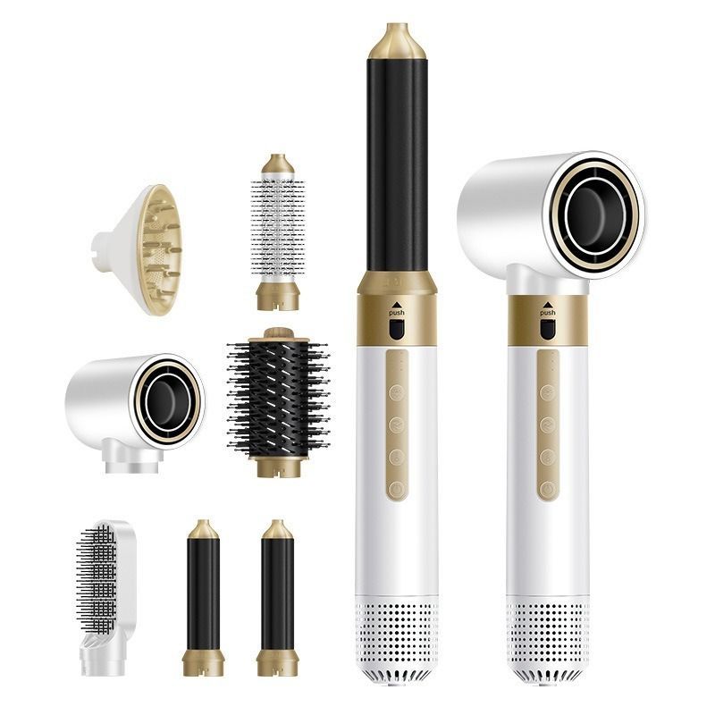 7-in-1 hair curler, automatic hair curler, hot air comb, hair dryer comb, straightening and curling, multifunctional hair tool, Australian hair styling, ceramic hair curler, volume comb, travel hair styler, all hair types - White - Size 7