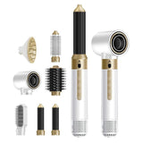 7-in-1 hair curler, automatic hair curler, hot air comb, hair dryer comb, straightening and curling, multifunctional hair tool, Australian hair styling, ceramic hair curler, volume comb, travel hair styler, all hair types - White - Size 7