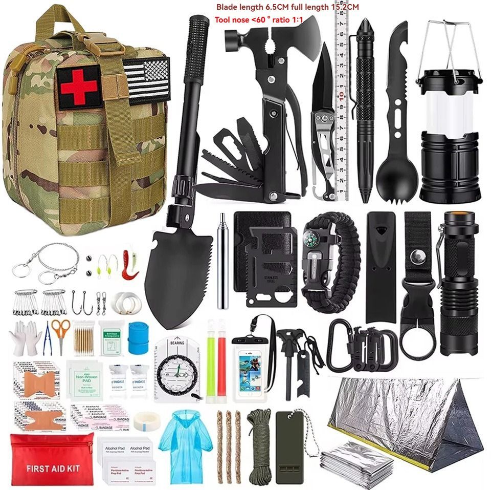 Survival Tool Kit 43-Piece Emergency Kit Outdoor Survival First Aid Kit Larger - Camouflage - Size 43 - piece set