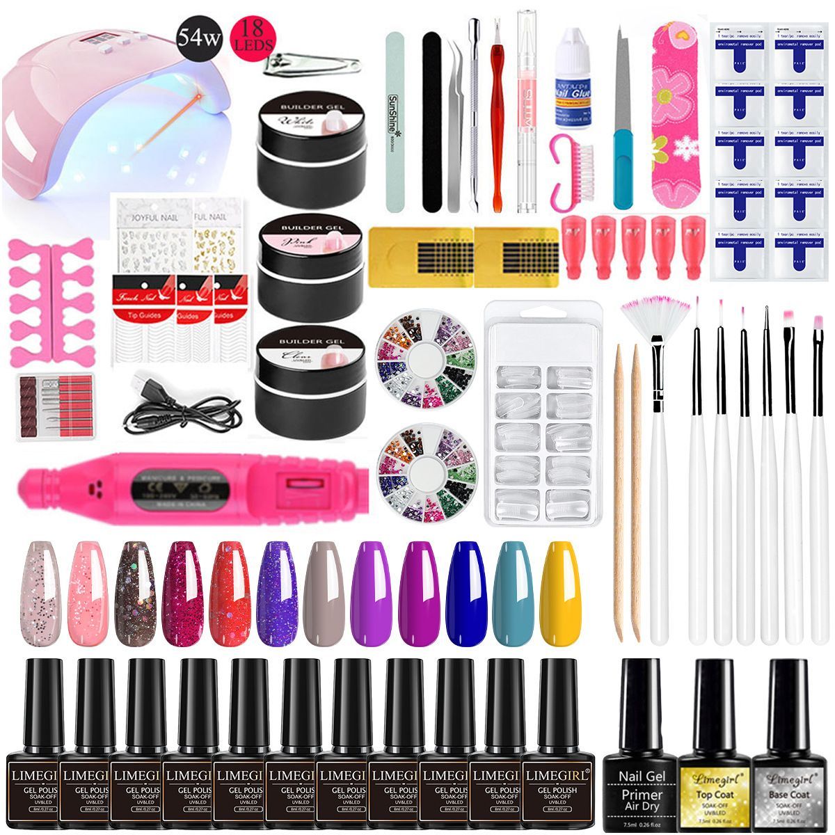 Nail Art Kit Gel Lamp Nail Grinder Nail Polishes Nail Art Tools Nail - Multi - Size 168-2