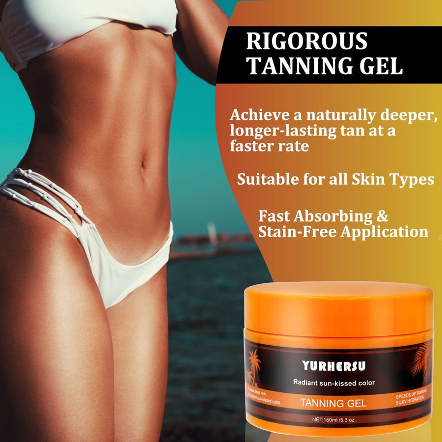 tanning gel, natural tan, Australian summer, fast tanning, all skin types, fast absorbing, stain free, silk hydration, after sun care, sun-kissed glow - Yellow - Size 150ml-2pcs