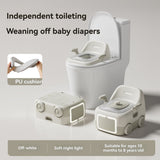 baby portable toilet, potty training, weaning off diapers, soft PU cushion, night-light, bathroom accessories, Australian market, toddler toilet seat - beige white - Size Three