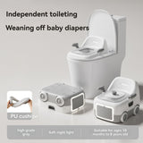 baby portable toilet, potty training, weaning off diapers, soft PU cushion, night-light, bathroom accessories, Australian market, toddler toilet seat - Monet Grey - Size Three