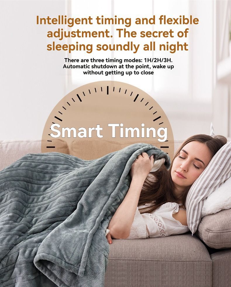 Electric Heated Blanket Smart Thermostatic Intelligent Timing Automatic - Gray - Size 1.5-1.8m