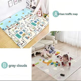double-sided cartoon mat, folding mat, 2cm living room mat, game mat, odor-free mat, children play mat, foam mat, floor mat Australia - Grey clouds - Size 160-180cm