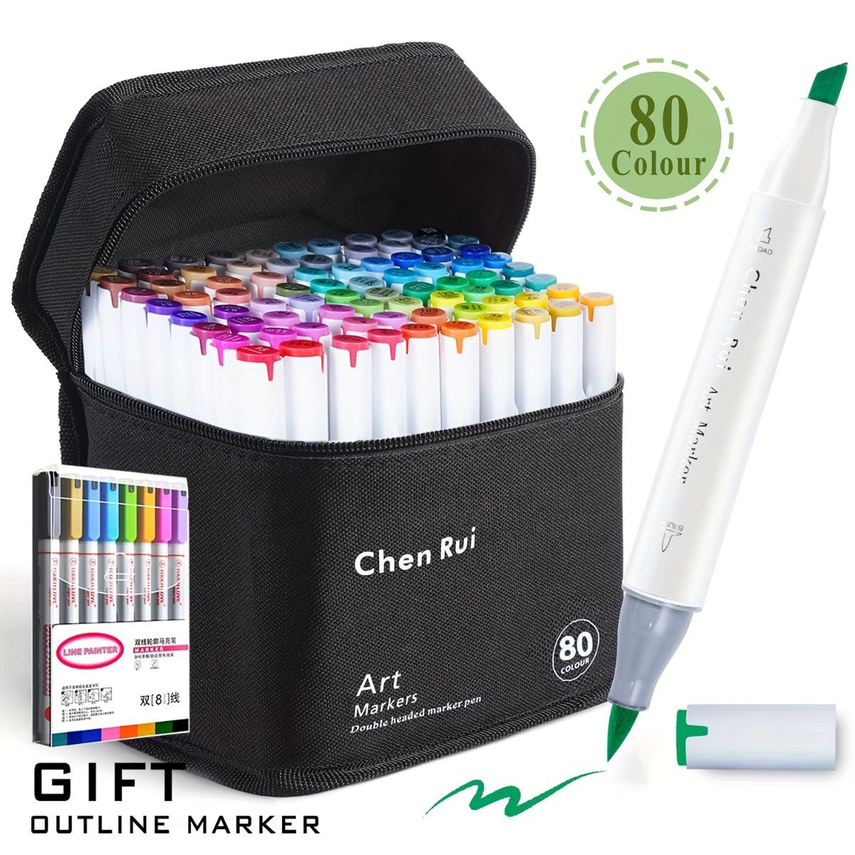 Art Markers Dual-Tip Markers Sketching Pens Chisel-Tip Markers Permanent - Multi-color - Size 80 colors