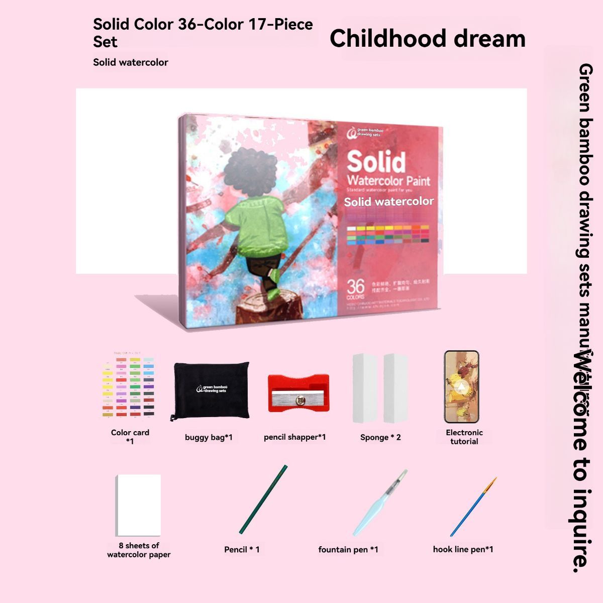 Pearlescent Watercolor Solid Paint Set Art Supplies Watercolor Paints Luminous - Multi-color - Size 363