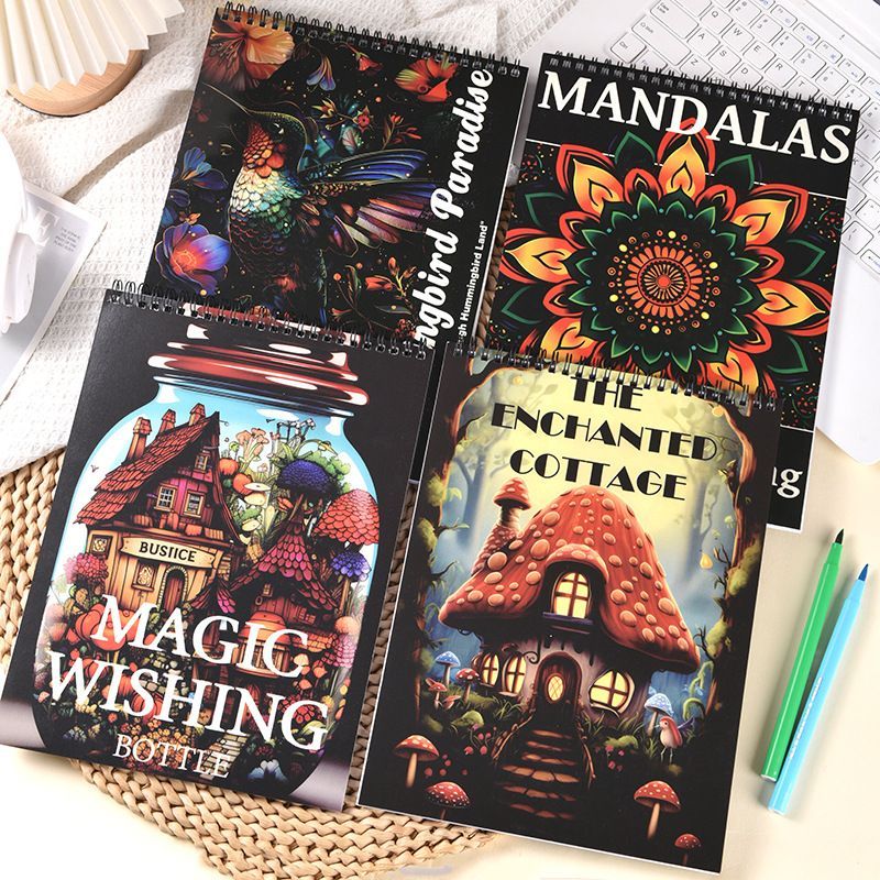 adult coloring book, stress relief coloring, mandala coloring book, relaxation hobby, creative self-expression, mindfulness art, Australian adults - Hummingbird - Size 4PCS