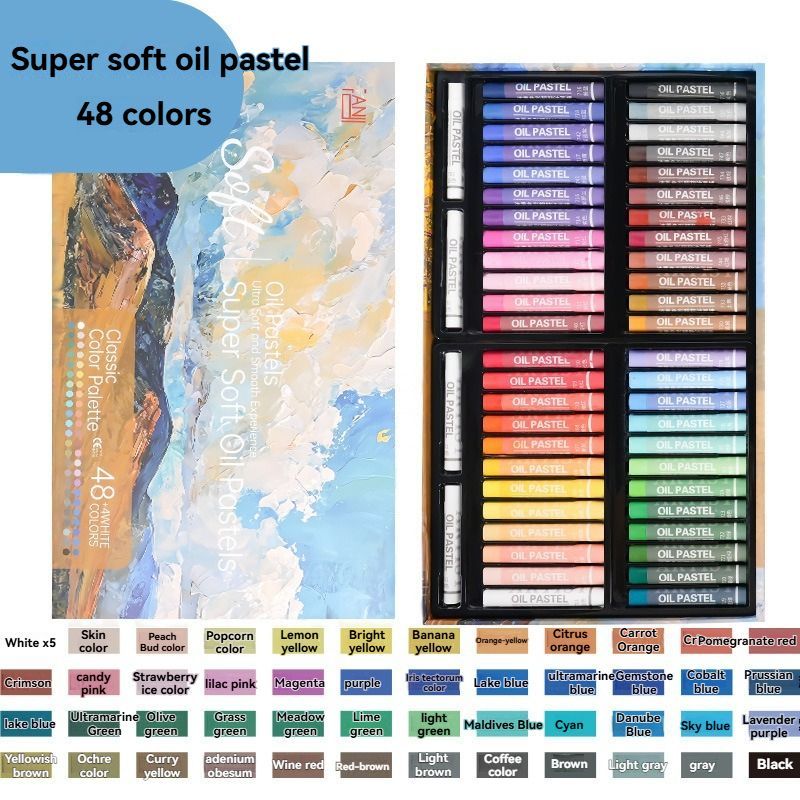 48-Color Oil Pastels Heavy-Color Oil Pastels Loose Oil Pastels Art Supplies - Classic - Size 48 colors