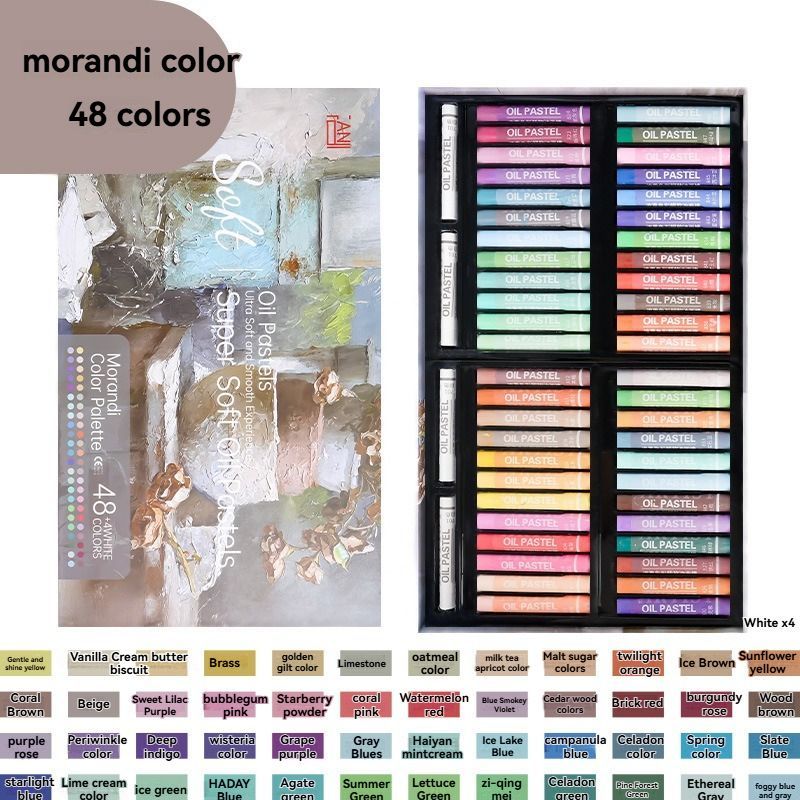 48-Color Oil Pastels Heavy-Color Oil Pastels Loose Oil Pastels Art Supplies - Morandi - Size 48 colors