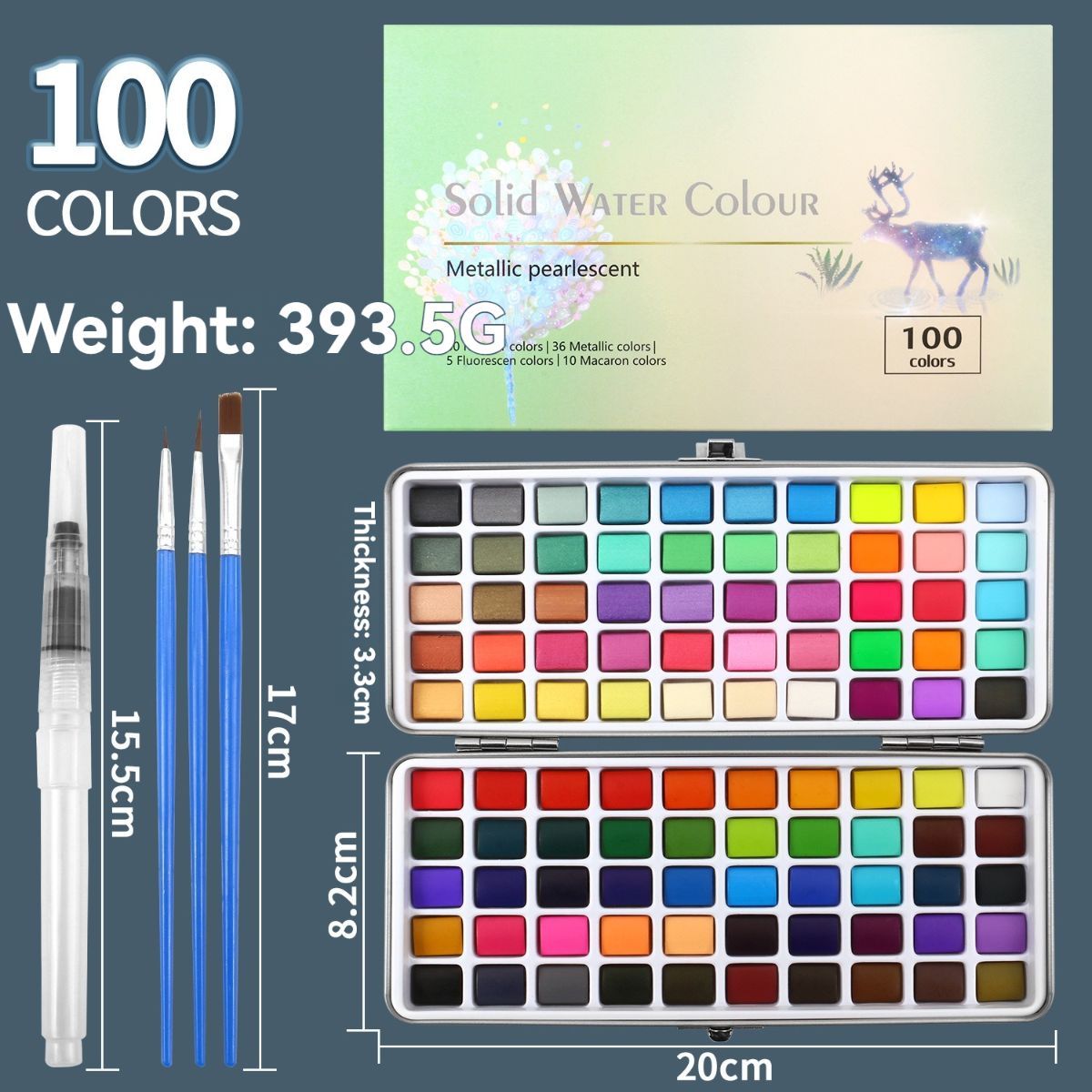 solid water colour paint set, watercolour painting supplies, art supplies, multiple colour options, painting set, Australian artist supplies, watercolour kit, hobby paints - Multi-color - Size 100Color