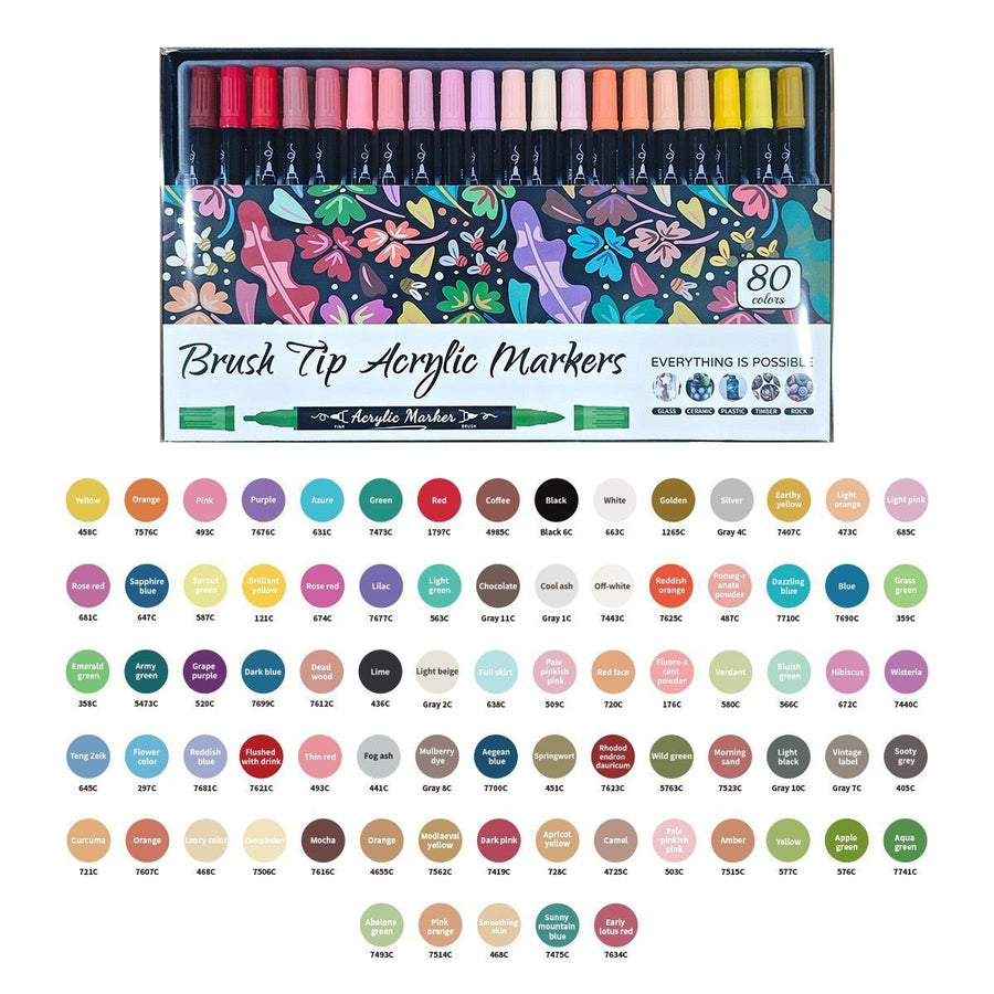 12/24/36/48/80/100/120/168colors Double-Headed Art Markers Sketching Pens Chisel Tip Markers present - Multi-color - Size 48 colors