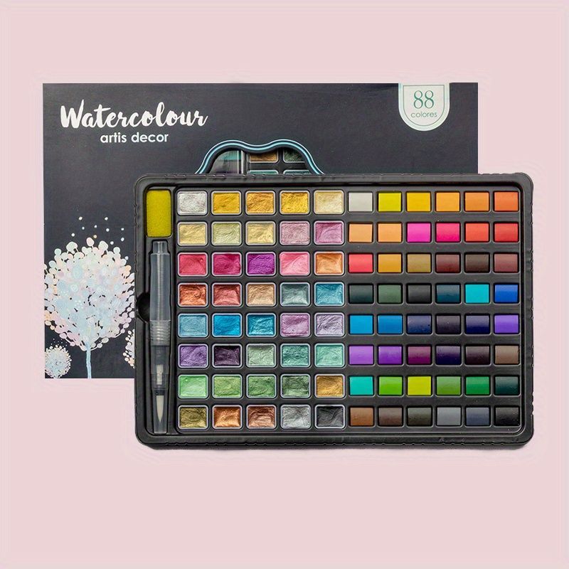 88 Color Watercolor Solid Watercolor Paint Portable Watercolor Set Watercolor - Multi-color - Size 88 colors