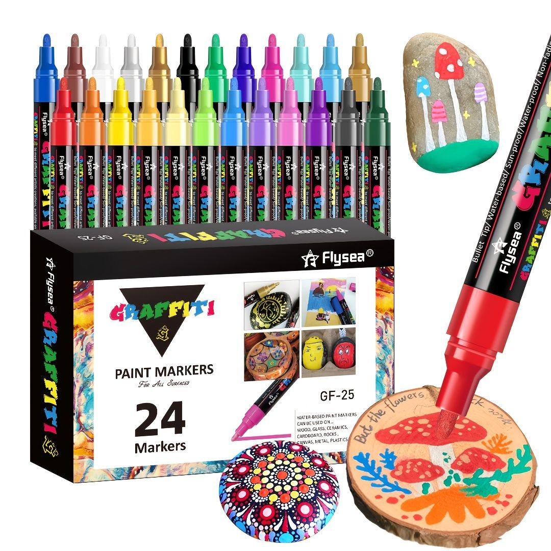 24-Color Graffiti Markers Art Supplies Australia Graffiti Markers Set Creative - Multi-color - Size 24 Colors