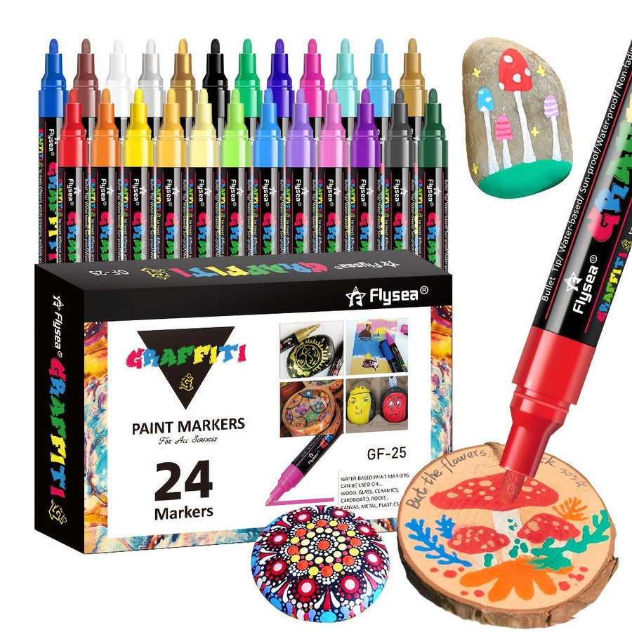 24-Color Graffiti Markers Art Supplies Australia Graffiti Markers Set Creative - Multi-color - Size 24 Colors