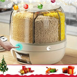 rotating storage container, large capacity grain storage, food storage box, sealed food container, kitchen organization, insect proof food storage, moisture proof food storage, airtight canister, Australian pantry - Beige - Size 20L