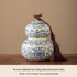 Ru Kiln tea jar, blue-and-white ceramic canister, airtight tea storage, floral tea container, Australian tea accessory - Cyan - Size 1