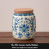 Ru Kiln tea jar, blue-and-white ceramic canister, airtight tea storage, floral tea container, Australian tea accessory - Cyan - Size 11