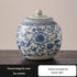 Ru Kiln tea jar, blue-and-white ceramic canister, airtight tea storage, floral tea container, Australian tea accessory - Cyan - Size 14