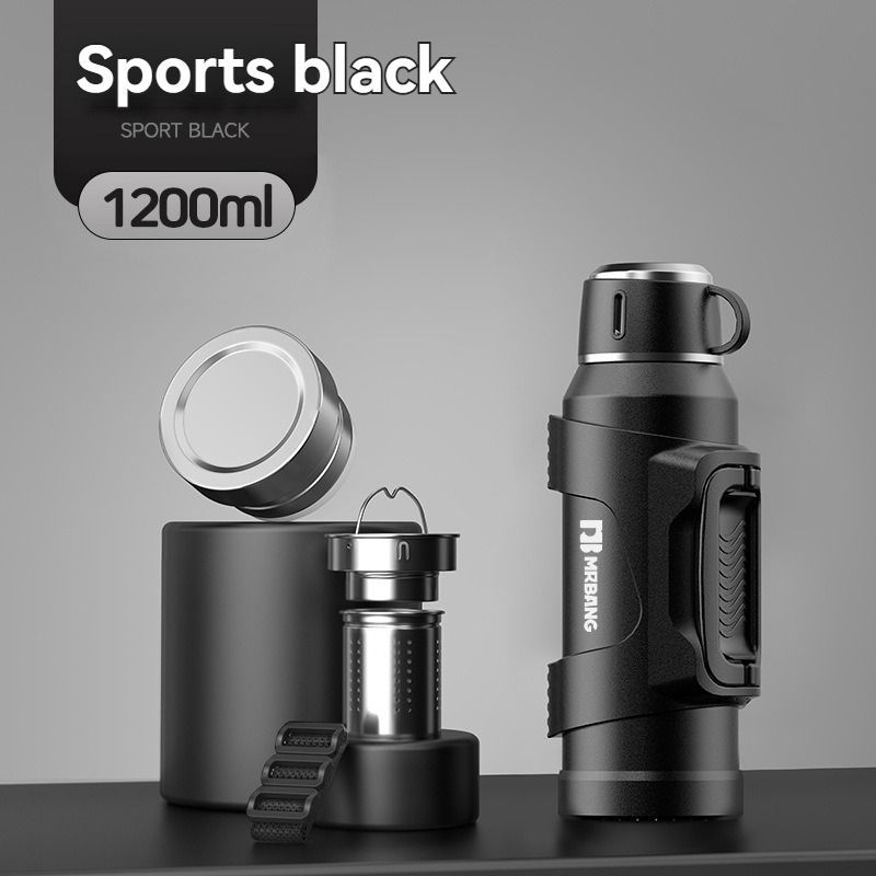 316 Stainless Steel Thermos Large Capacity Thermos Portable Thermos Flask - Black - Size 2000ml