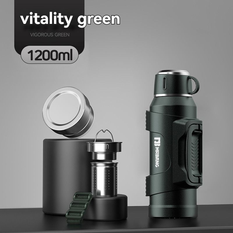 316 Stainless Steel Thermos Large Capacity Thermos Portable Thermos Flask - Green - Size 1200ml