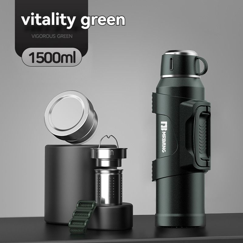 316 Stainless Steel Thermos Large Capacity Thermos Portable Thermos Flask - Green - Size 2000ml