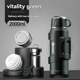 316 Stainless Steel Thermos Large Capacity Thermos Portable Thermos Flask - Green - Size 3000ml