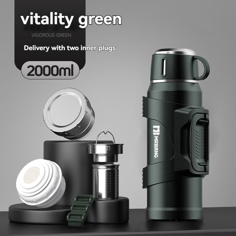 316 Stainless Steel Thermos Large Capacity Thermos Portable Thermos Flask - Green - Size 3000ml