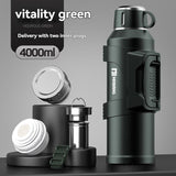 316 Stainless Steel Thermos Large Capacity Thermos Portable Thermos Flask - Green - Size 4000ml