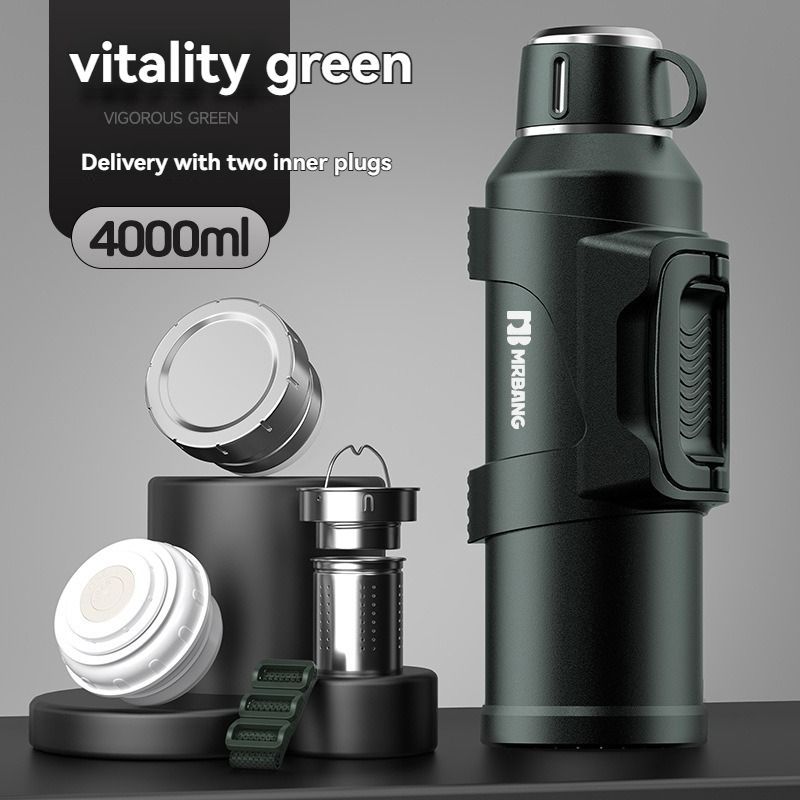 316 Stainless Steel Thermos Large Capacity Thermos Portable Thermos Flask - Green - Size 4000ml