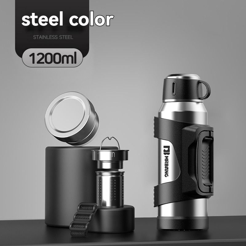 316 Stainless Steel Thermos Large Capacity Thermos Portable Thermos Flask - Silver - Size 1200ml