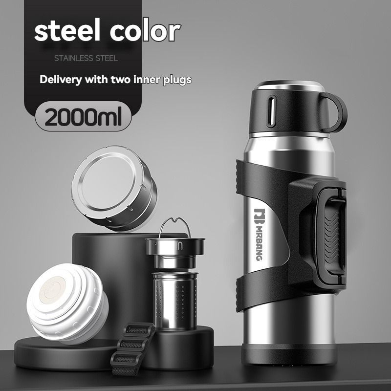 316 Stainless Steel Thermos Large Capacity Thermos Portable Thermos Flask - Silver - Size 1500ml