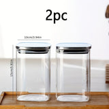airtight storage jars, coffee bean jars, stainless steel lid, glass jars with lids, square canisters, pantry organisation, kitchen storage Australia - Clear - Size 2pcs-560ml
