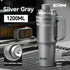 Giant Straw Tumbler Large Capacity Insulated Tumbler Ceramic Lined Cup - Gradient silver - Size 316-1200ml