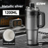 Giant Straw Tumbler Large Capacity Insulated Tumbler Ceramic Lined Cup - Gradient silver - Size porcelain-1200ml