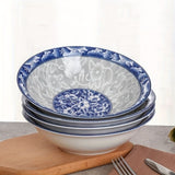 blue and white porcelain bowl, soup bowl, noodle bowl, ceramic bowl, large bowl, tableware, Australian home, dinnerware set, traditional design, durable ceramic - Cyan - Size 2pcs