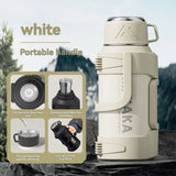 316 Stainless Steel Thermos Large Capacity Thermos Portable Thermos Flask - White - Size 2000ml
