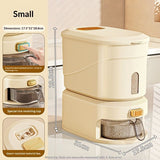 large capacity rice dispenser, measuring cup, time scale, plastic grain storage container, sealed food storage, insect proof food storage, moisture proof food storage, flour storage, pet food storage, Australian kitchen - Creamy - Size 10L