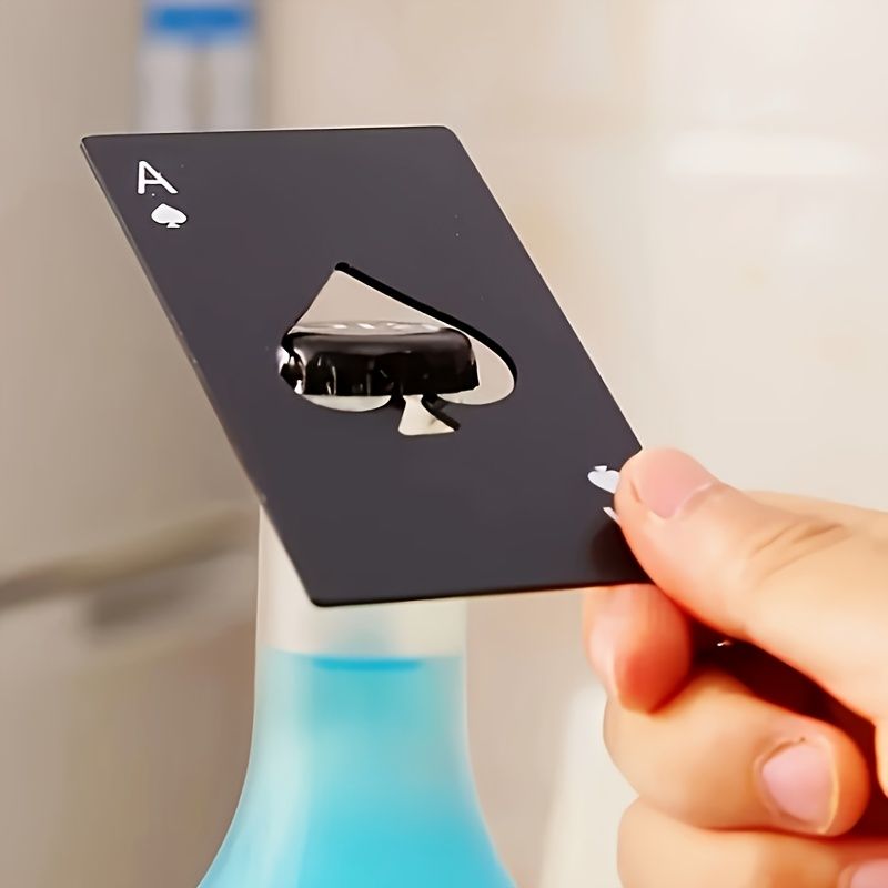 Black Red playing card bottle opener, novelty bottle opener, compact bottle opener, stylish bar tool, stainless steel bottle opener, Australian market bar accessory, unique gift idea