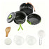 Black outdoor camping cookware, camping pots and pans, outdoor cooking utensils, compact cookware set, durable cookware, Australian camping gear, camp stove cookware, portable cooking set