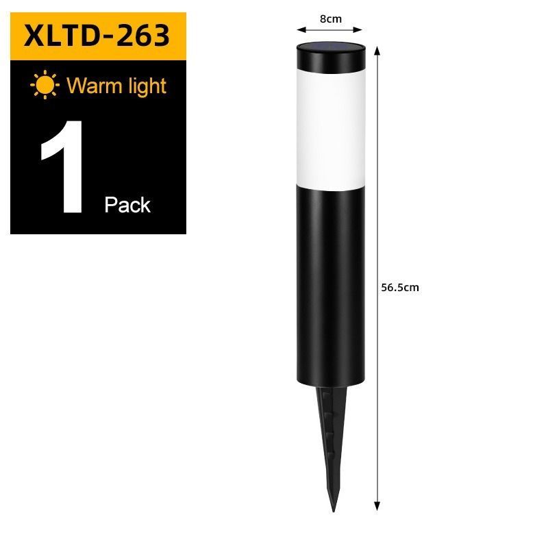 solar lawn lights, stainless steel outdoor lights, 3-LED garden lights, waterproof outdoor lights, modern outdoor lighting, cylindrical solar lights, Australian outdoor lights - Black warm light - Size 1PCS