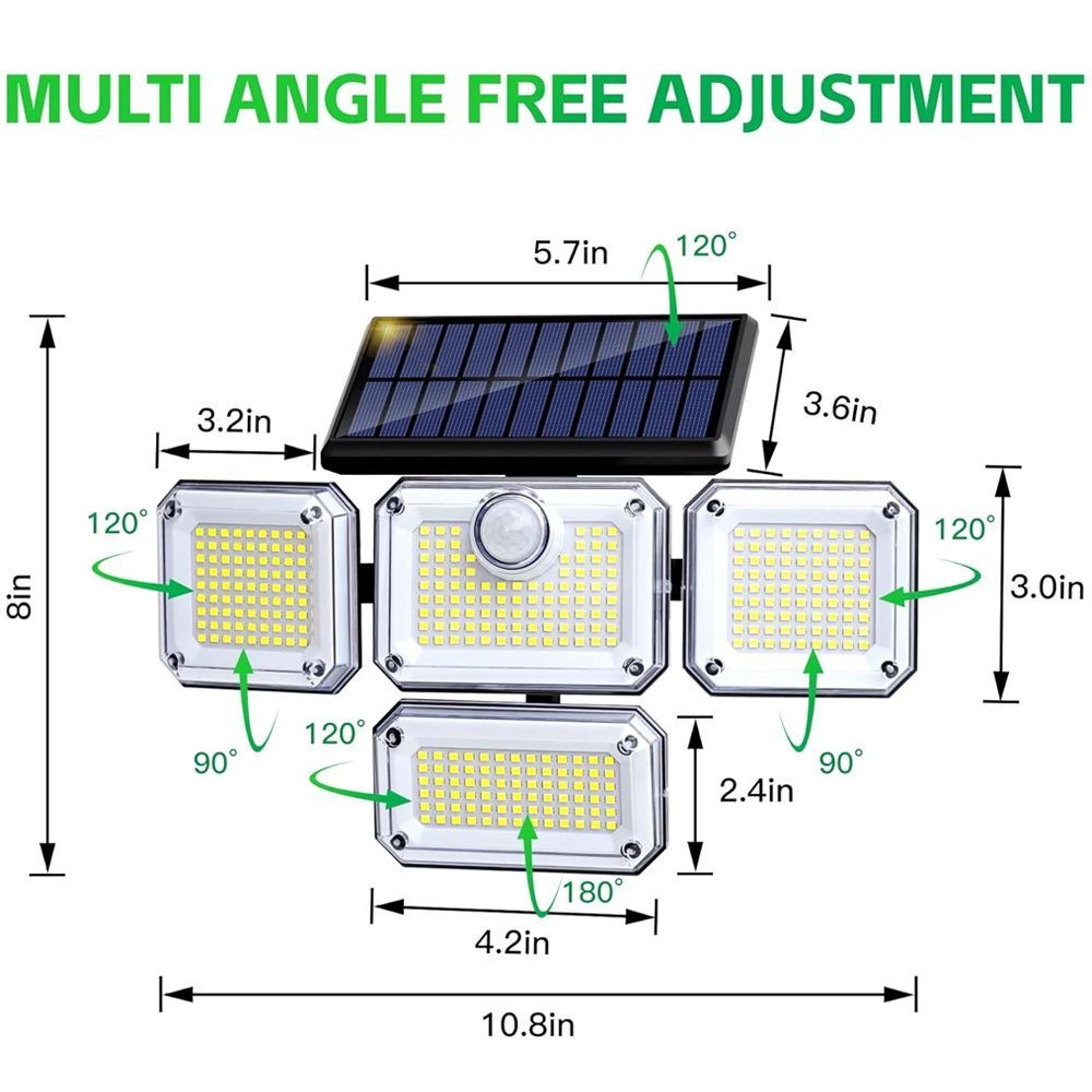 solar outdoor light, motion sensor wall light, waterproof led light, rotatable solar panel, Australian outdoor lighting, energy saving garden light, dusk to dawn light - White light - Size 2PCS