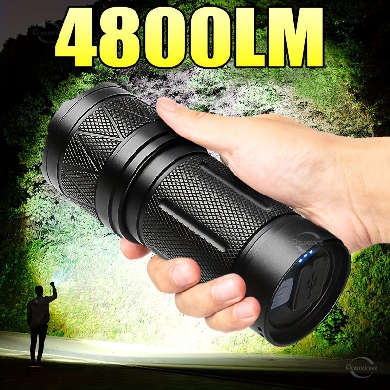outdoor flashlight, 4800 lumen flashlight, zoomable flashlight, type-c rechargeable flashlight, long range flashlight, camping light, hiking light, Australian outdoor gear - Black - Size 30W