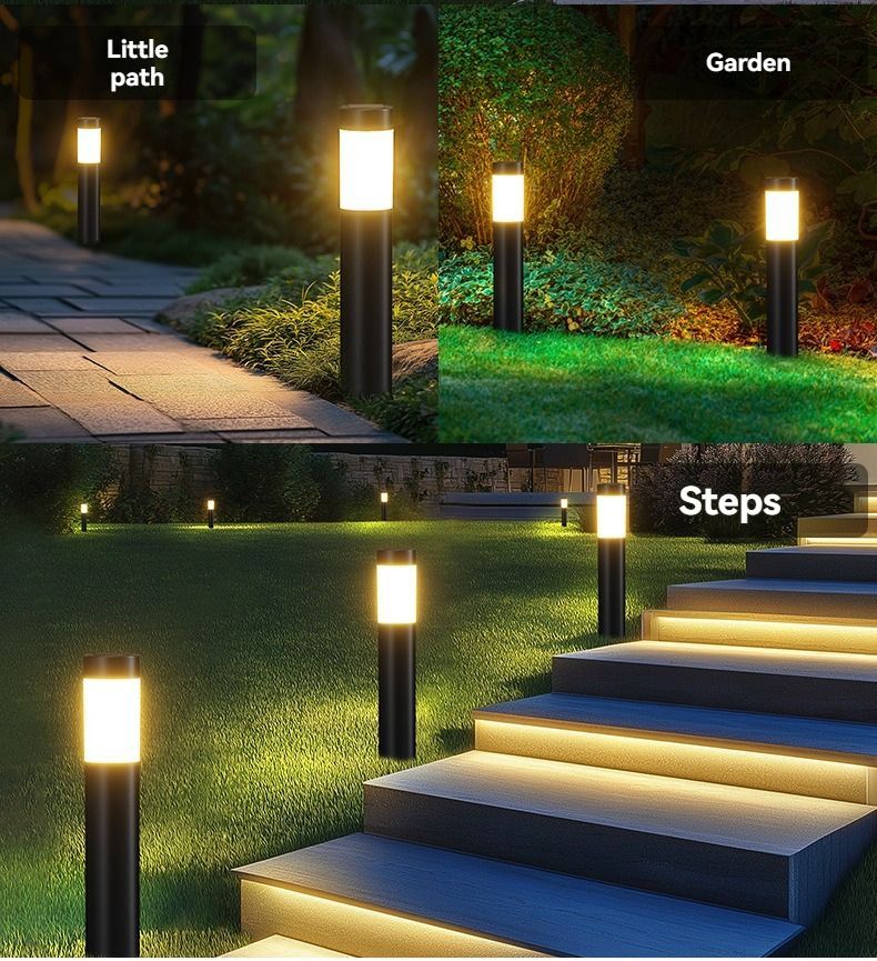 Solar Lawn Lights Stainless Steel Outdoor Lights 3-LED Garden Lights Waterproof - Silver white light - Size 2PCS