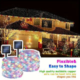 solar outdoor string lights, 300LED solar lights, copper wire fairy lights, 8-pattern solar lights, garden lights Australia, courtyard lights, Christmas lights, party lights, wedding lights, warm white, cool white, multi-color solar lights - Multi - Size 