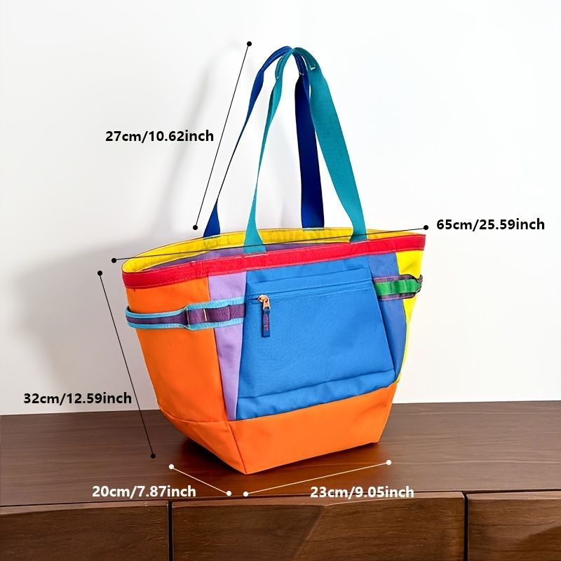 Travel Tote Bag Dopamine Color Tote Spacious Carryall Bag Organized Storage Bag - Dopamine - Size Routine
