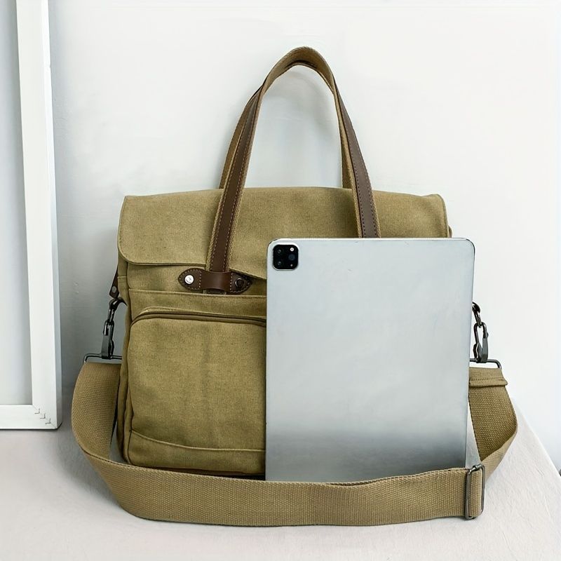 Vintage Canvas Travel Bag Shoulder Bag Multiple Pockets Durable Travel Bag - Black - Size Regular