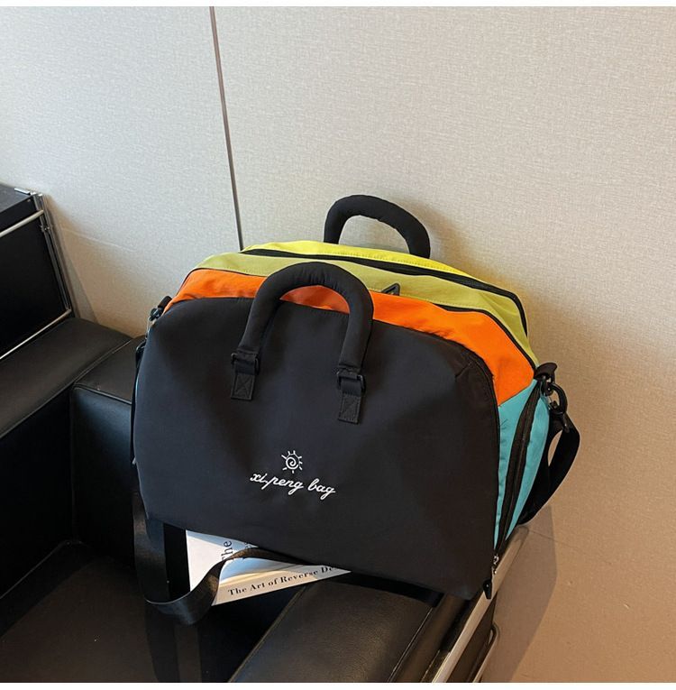 Dopamine Color-Blocking Bag Large Capacity Travel Bag Travel Accessories - Black - Size 25L
